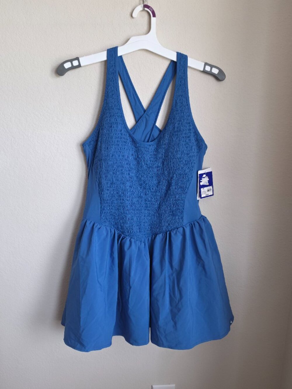 JoyLab blue smocked athletic dress with built in shorts NWT XXL